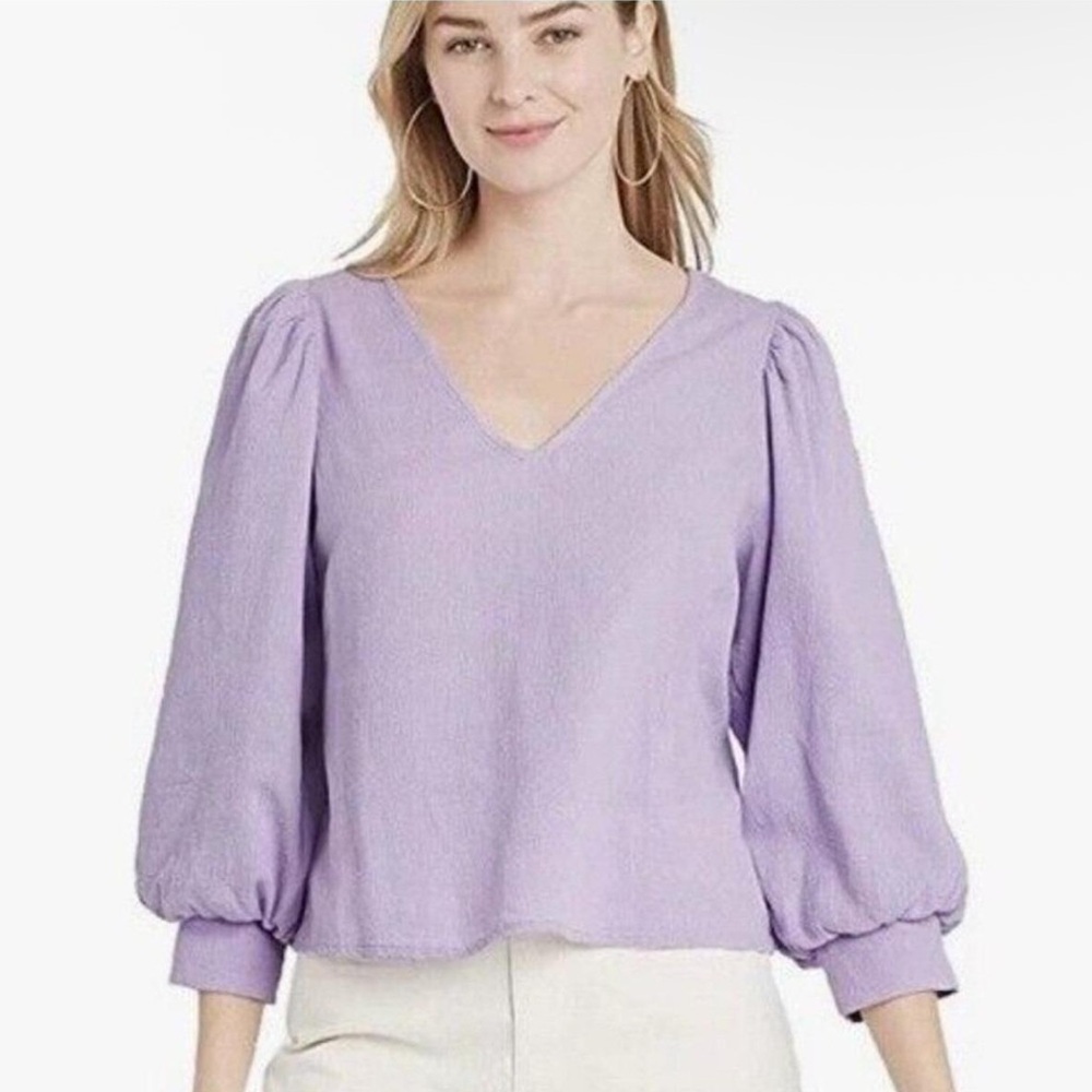 A New Day Purple Puff Sleeve Blouse